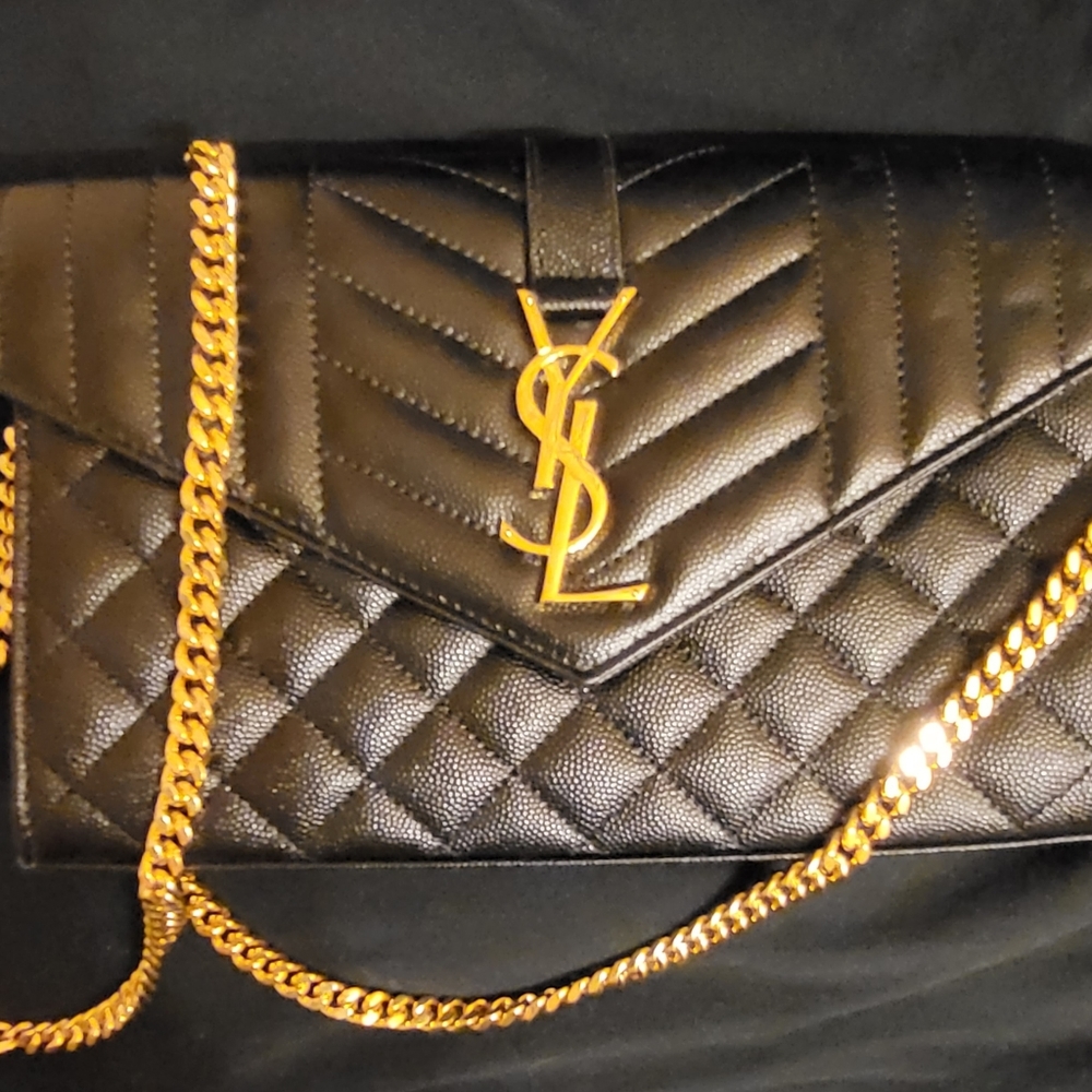 YSL Medium Tri-Quilted Wallet on a Chain